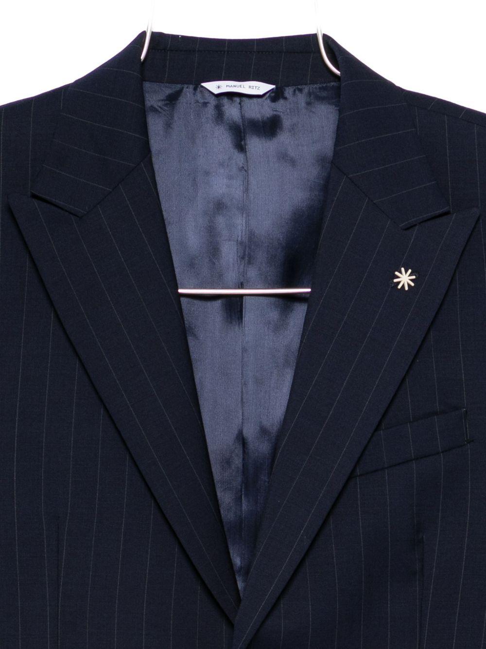 Completo monopetto gessato blu navy 