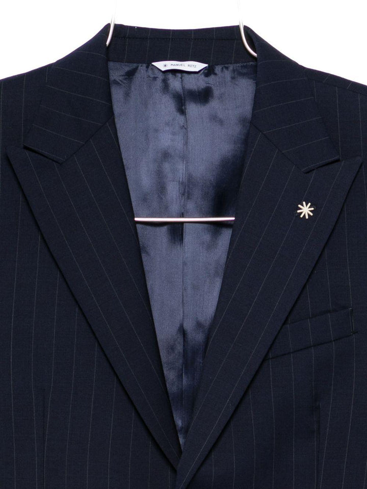 Completo monopetto gessato blu navy 