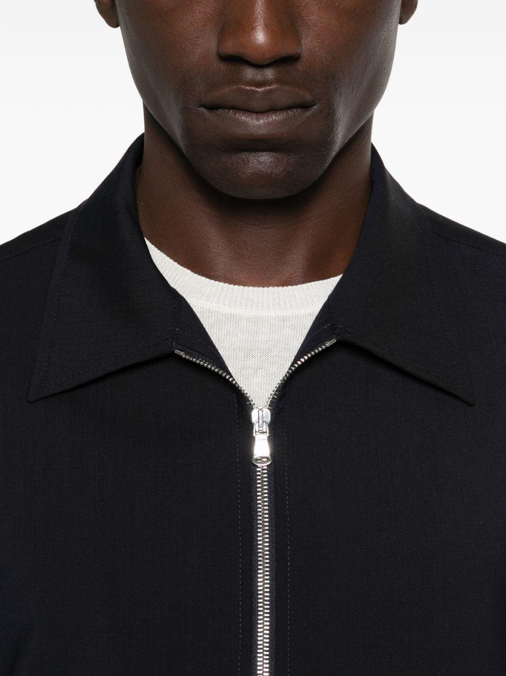 Giacca camicia blu navy con zip 