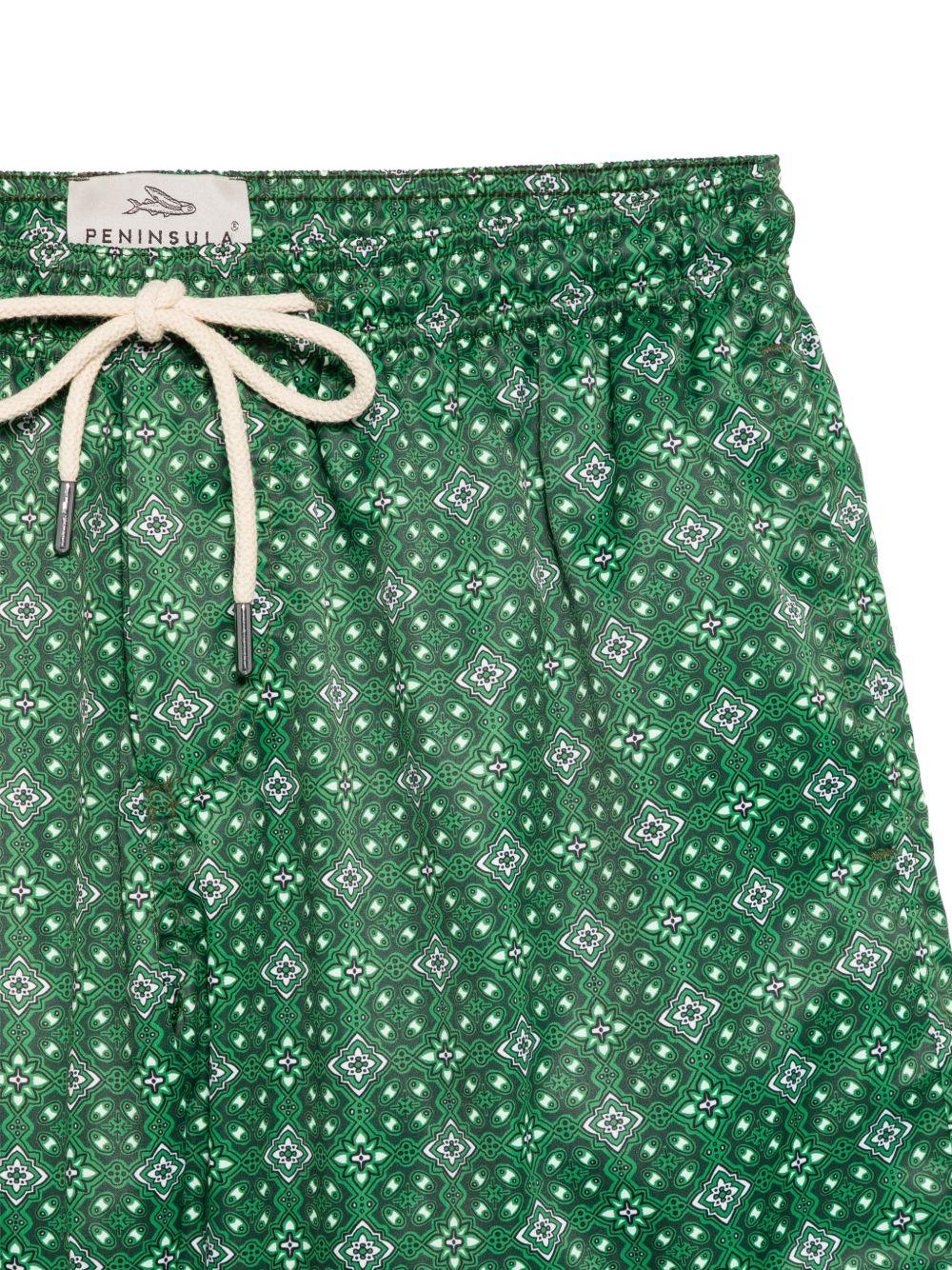 Costume da bagno con stampa geometrica verde 