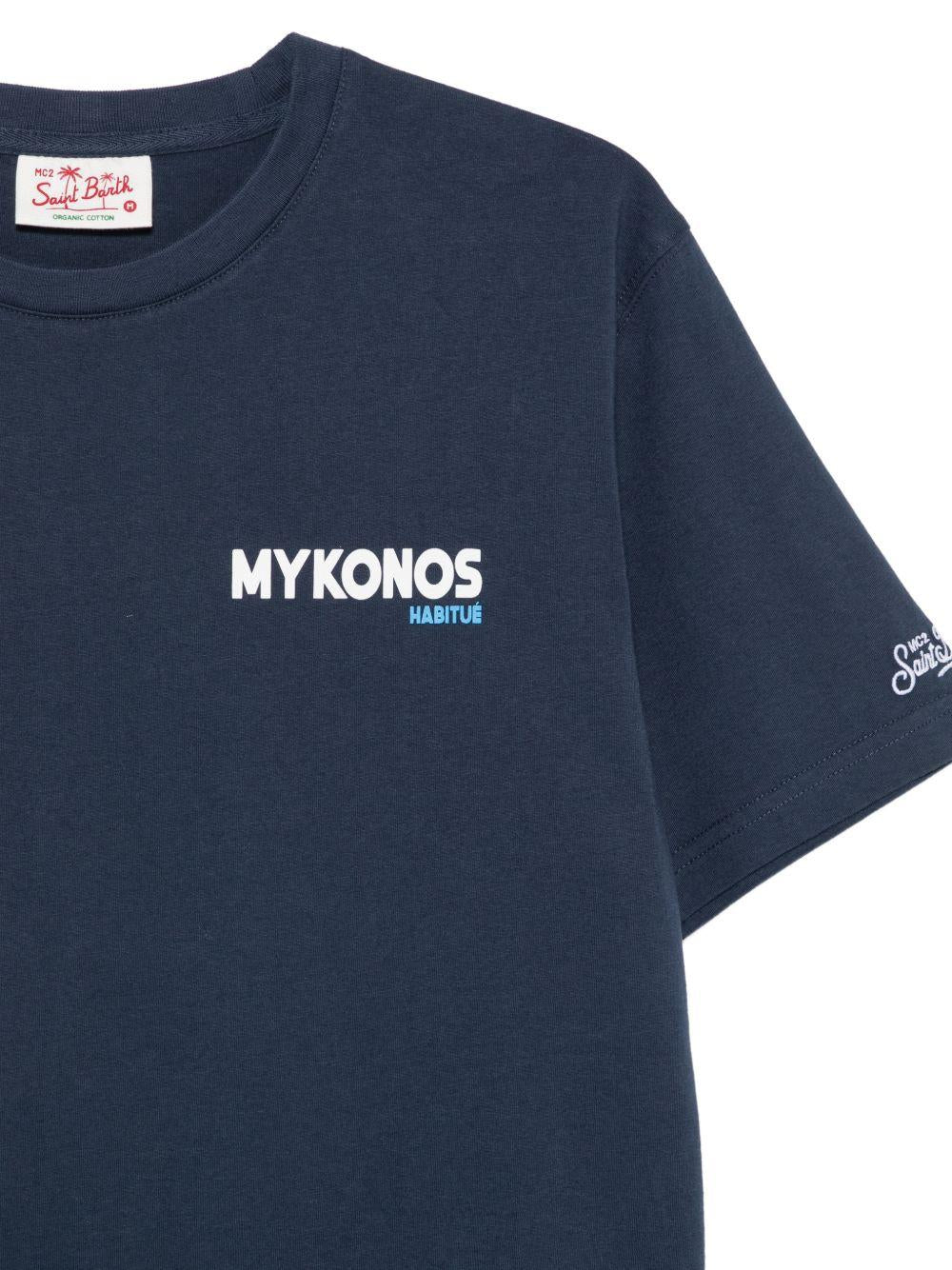 T-shirt blu con stampa 