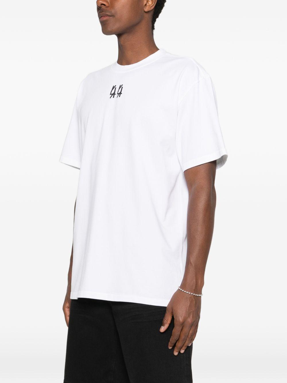 T-shirt bianca in cotone con stampa logo 
