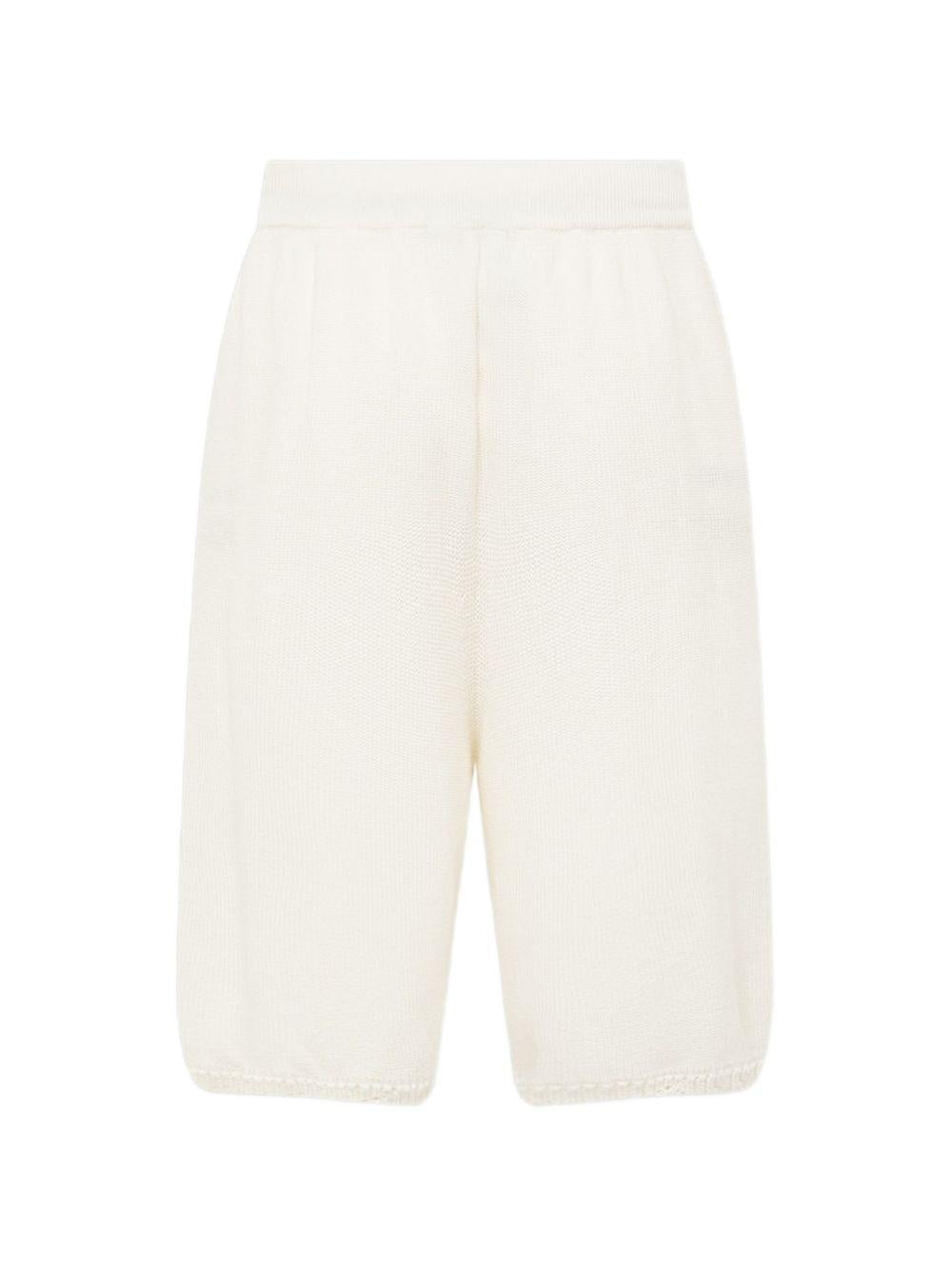 Shorts bianchi in maglia con coulisse 