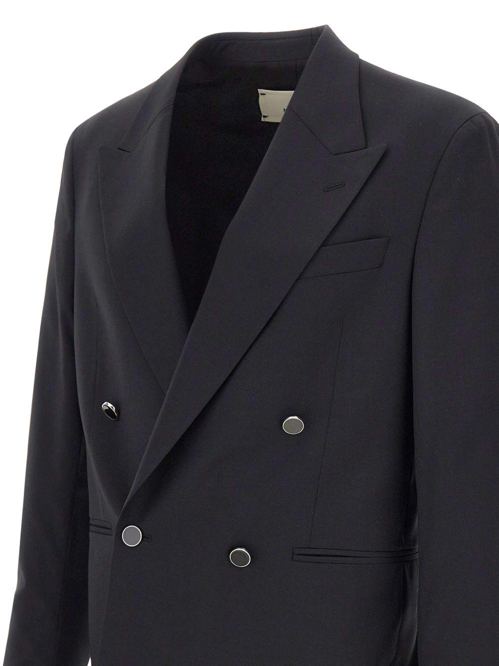 Blazer nero doppiopetto con bottoni smaltati 