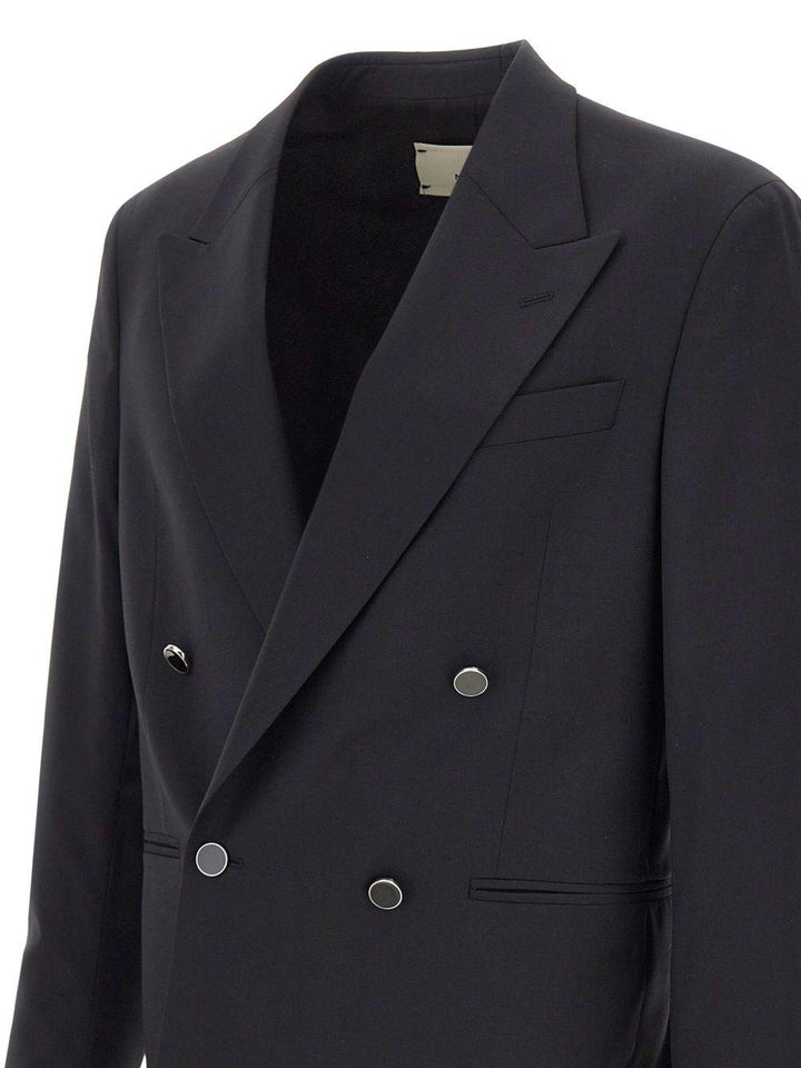 Blazer nero doppiopetto con bottoni smaltati 