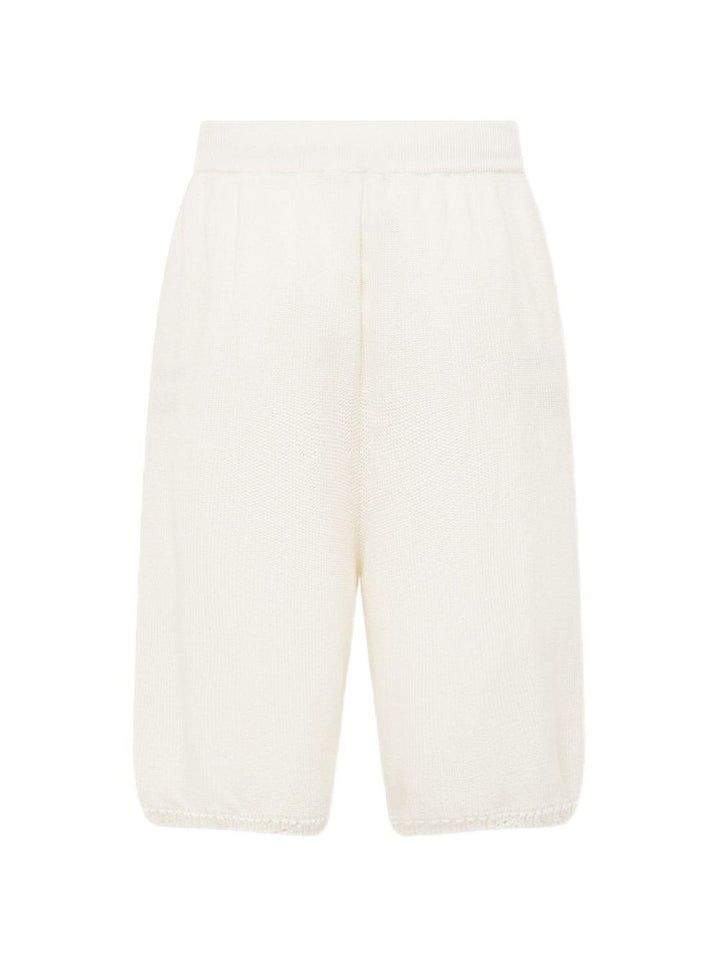 Shorts bianchi in maglia con coulisse 