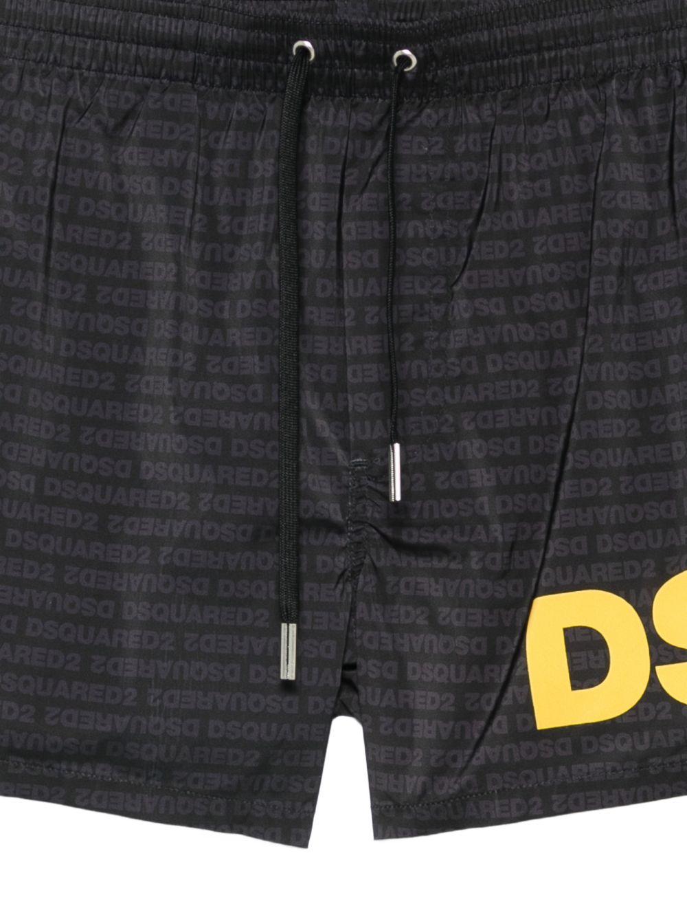 Costume da bagno nero e giallo con logo 