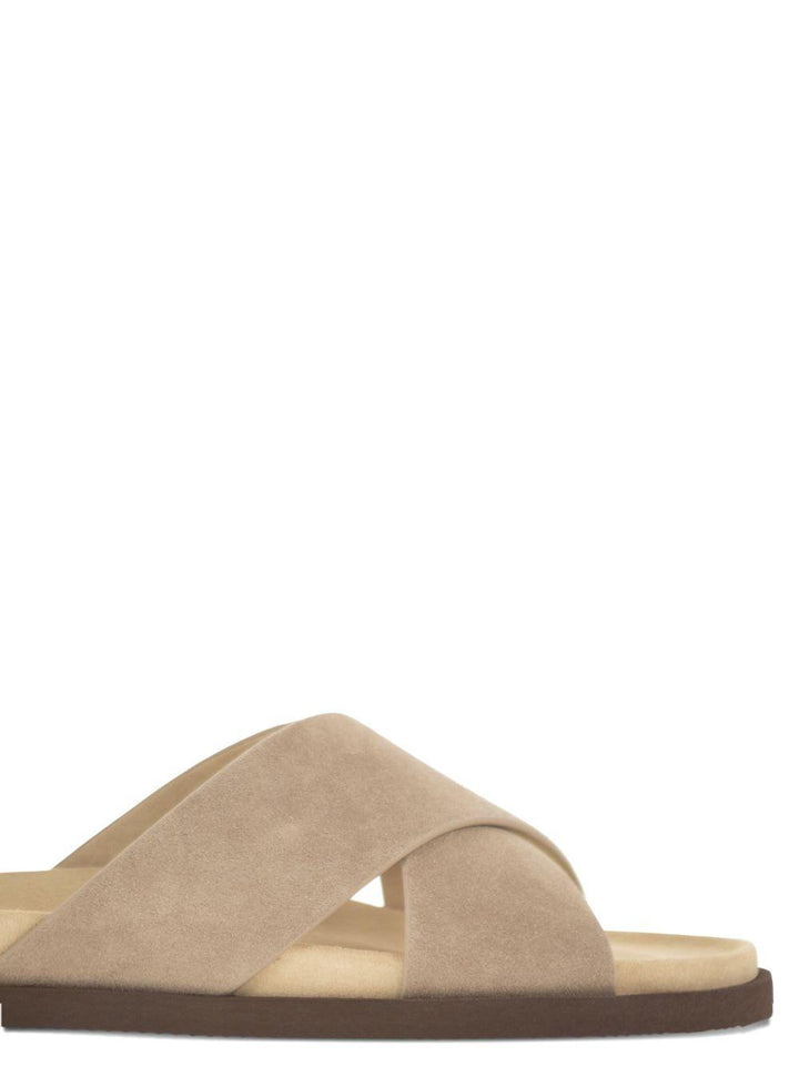 Sandali in suede tortora 