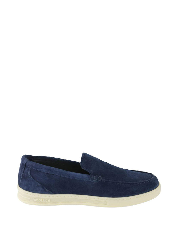 Mocassino blu in pelle scamosciata 