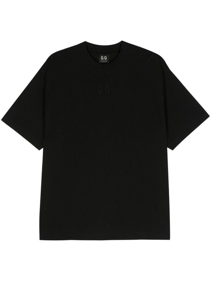 T-shirt nera/rosso con logo ricamato 