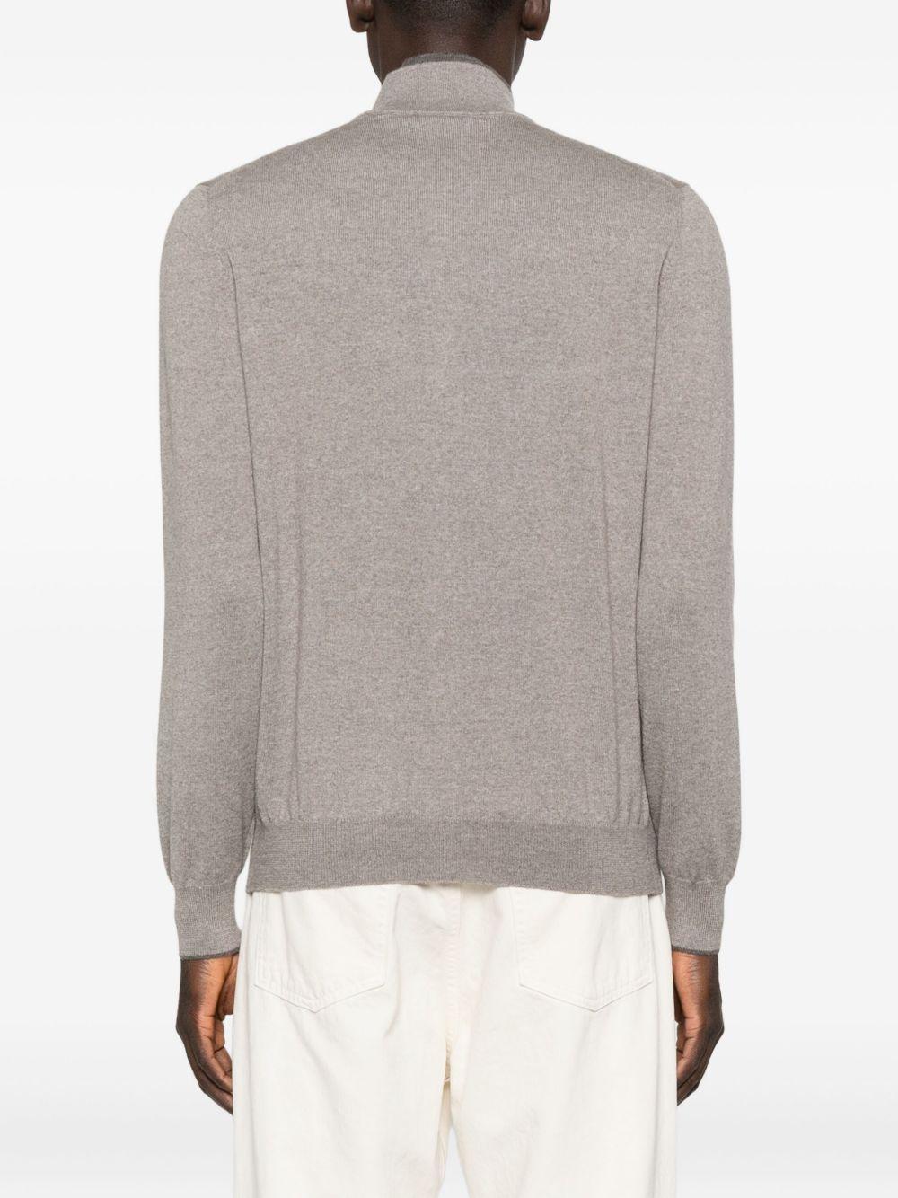 Cardigan con zip tortora 