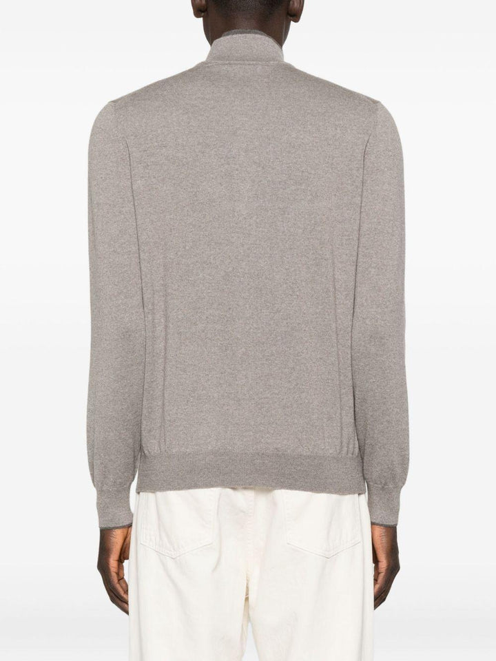 Cardigan con zip tortora 