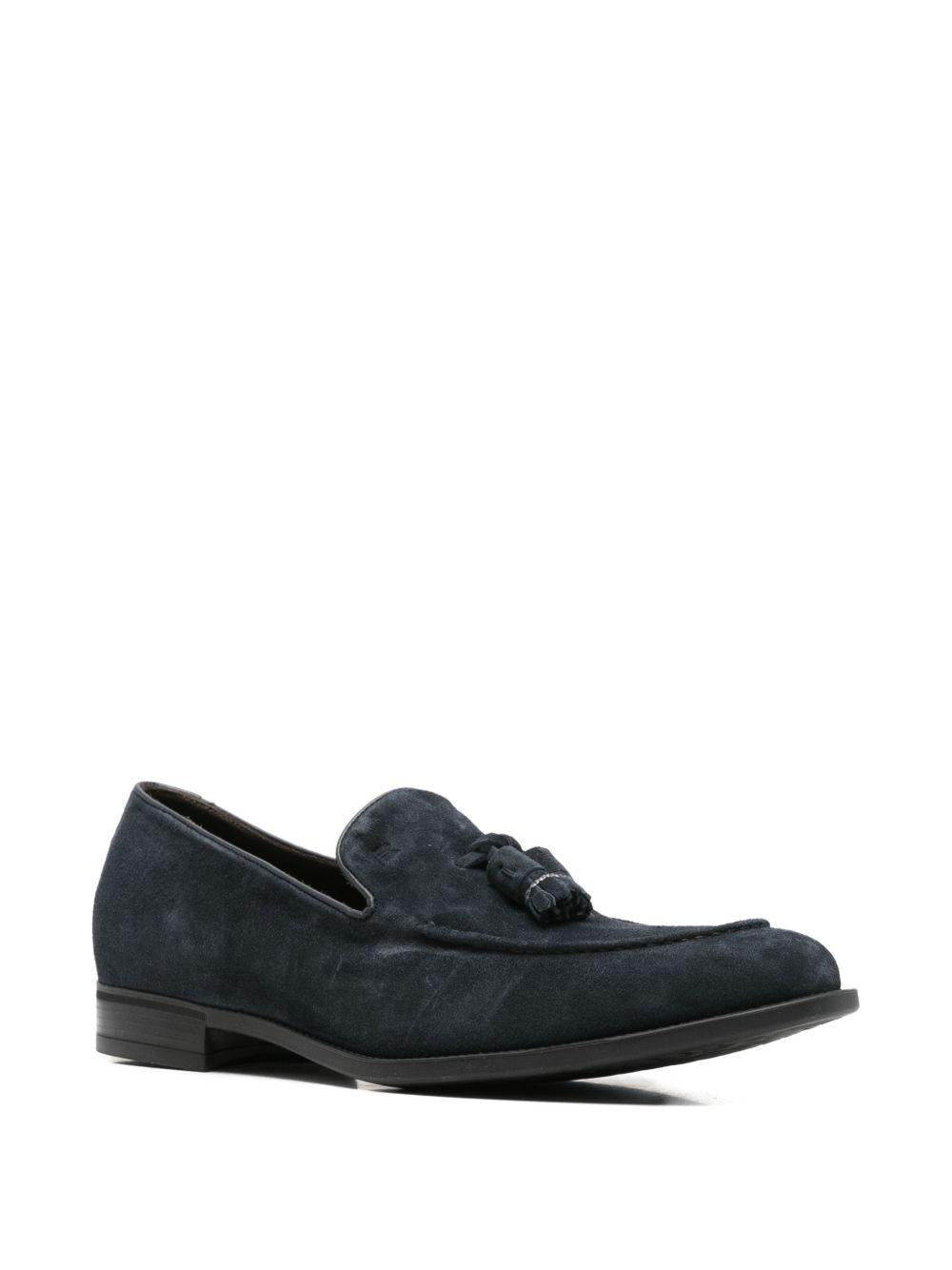 Mocassino blu in pelle scamosciata 