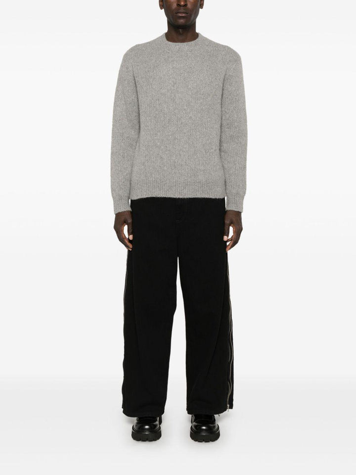 Maglione a coste in alpaca grigio melange 