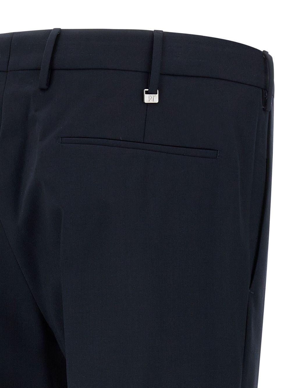 Pantaloni dritti blu in lana 