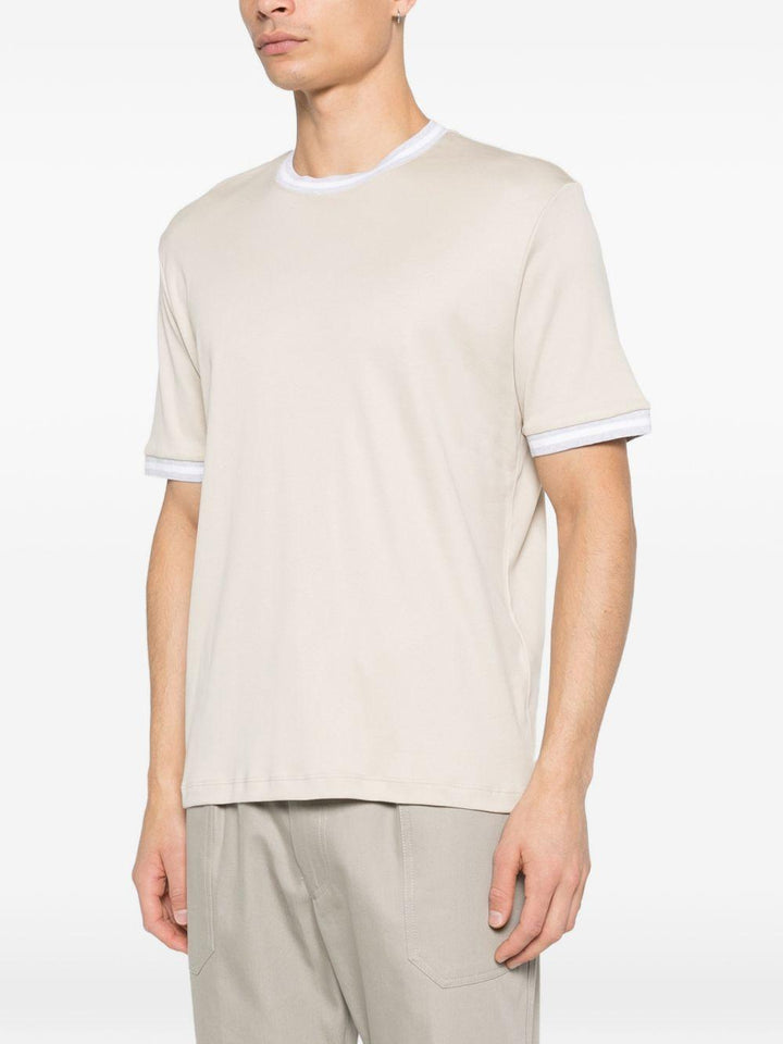 T-shirt girocollo sabbia e grigio 
