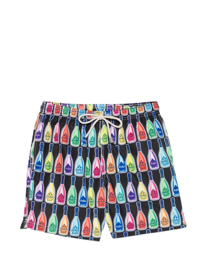 Costume da bagno nero con stampa all-over 