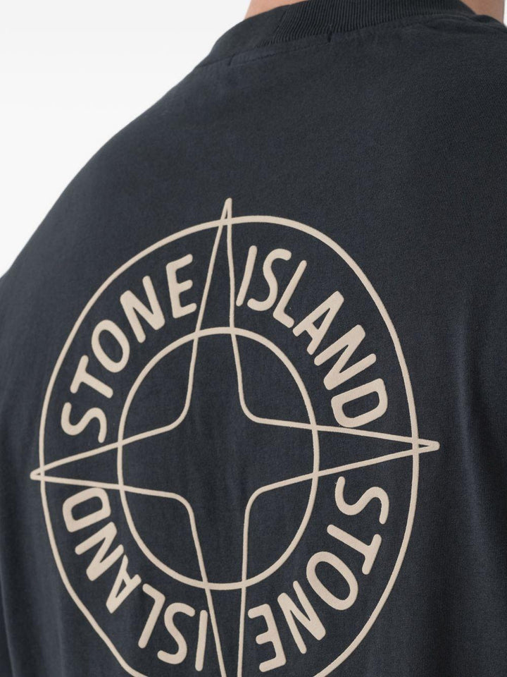 T-shirt blu navy con stampa logo 