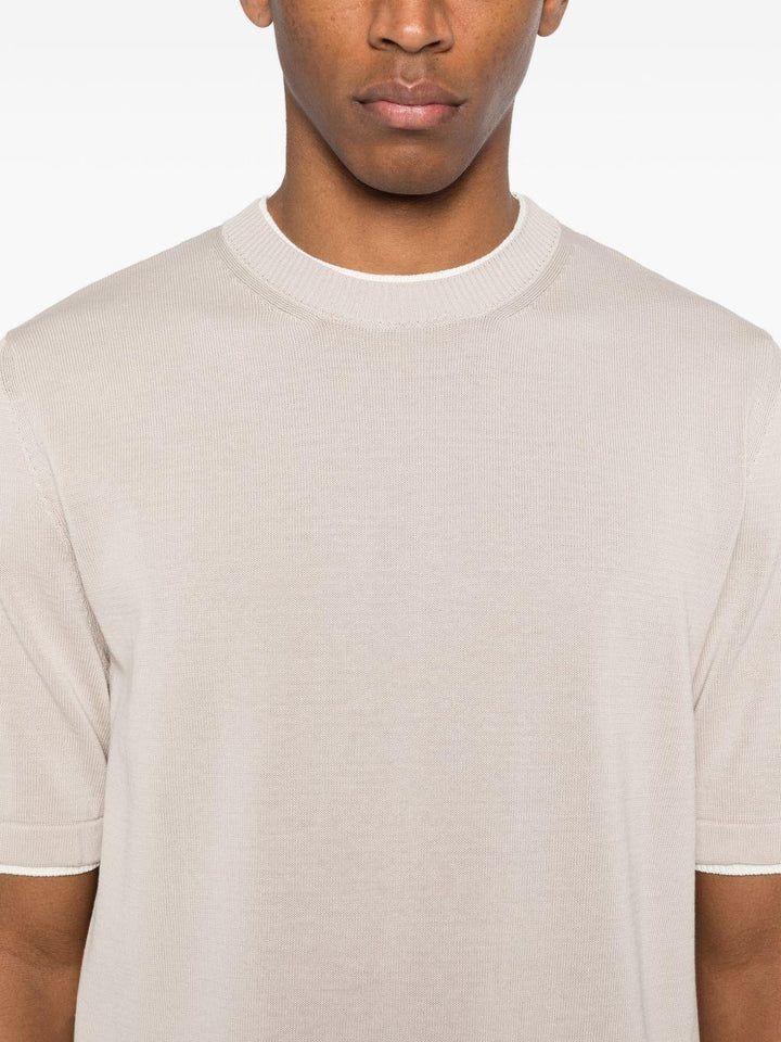 T-shirt sabbia e bianco girocollo 