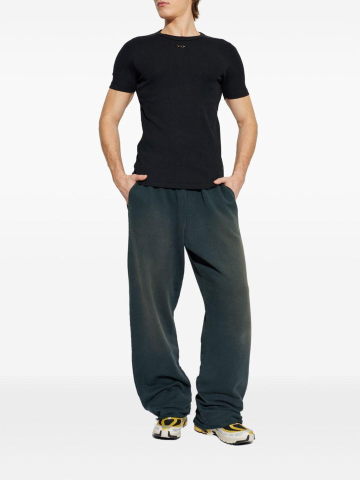 T-shirt a coste con logo nero 