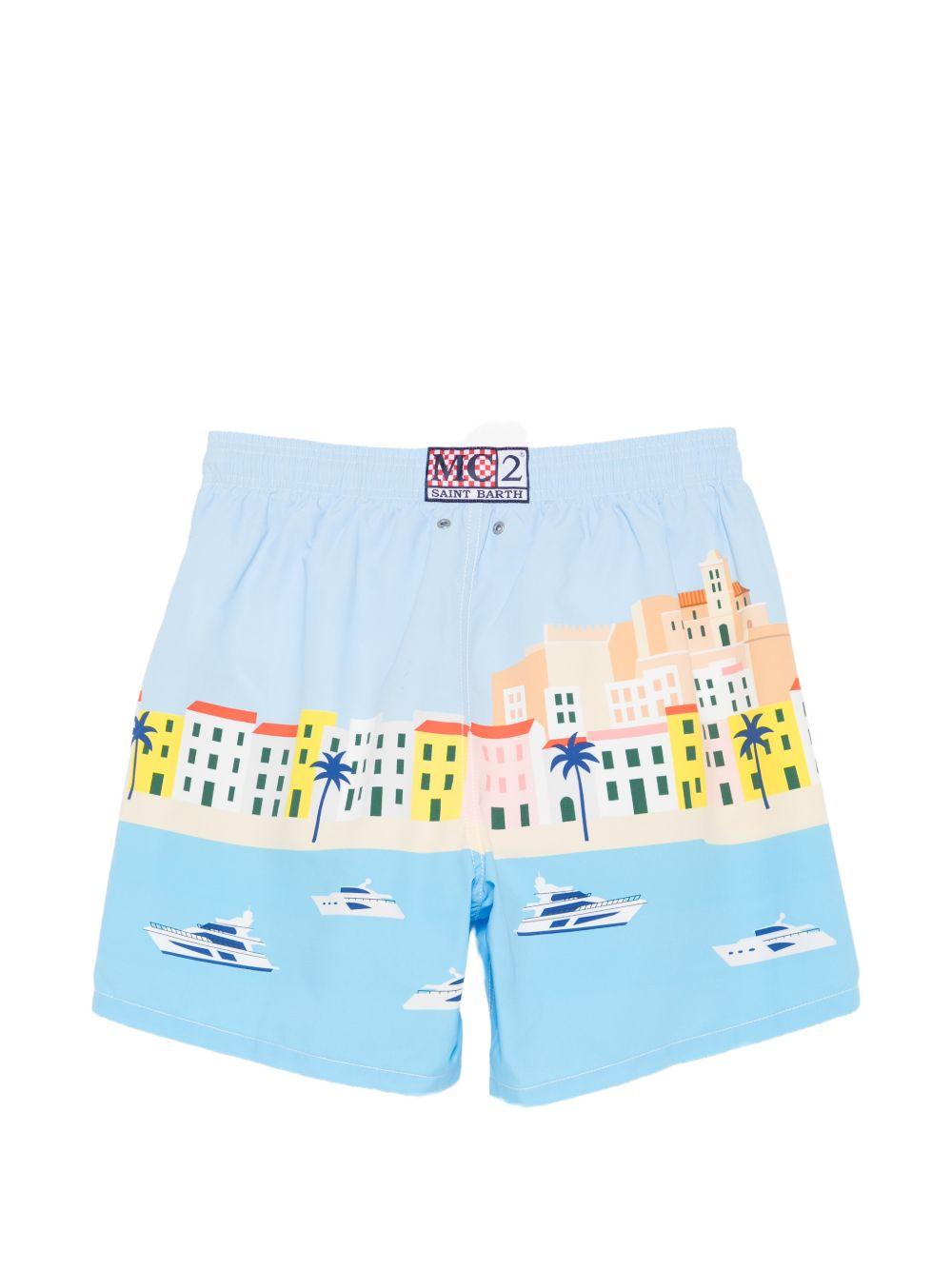 Costume da bagno celeste con stampa 