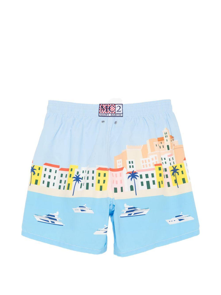 Costume da bagno celeste con stampa 