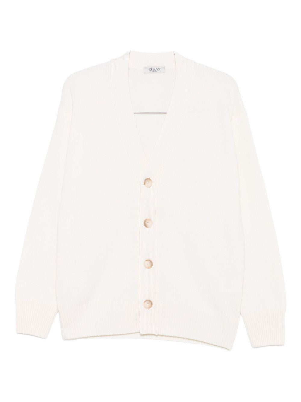 Cardigan con scollo a V bianco 