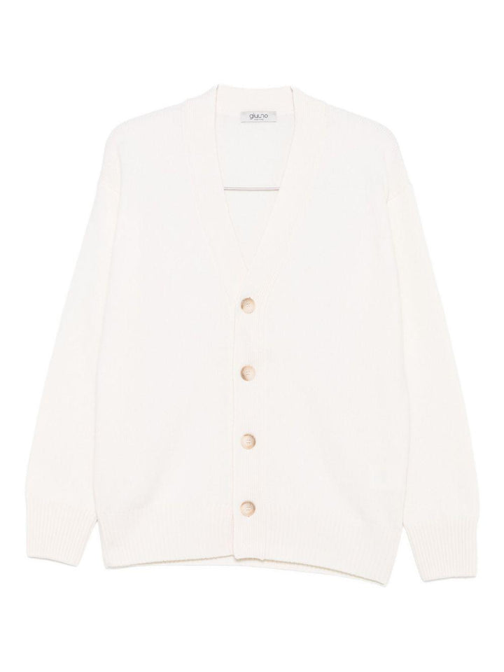 Cardigan con scollo a V bianco 