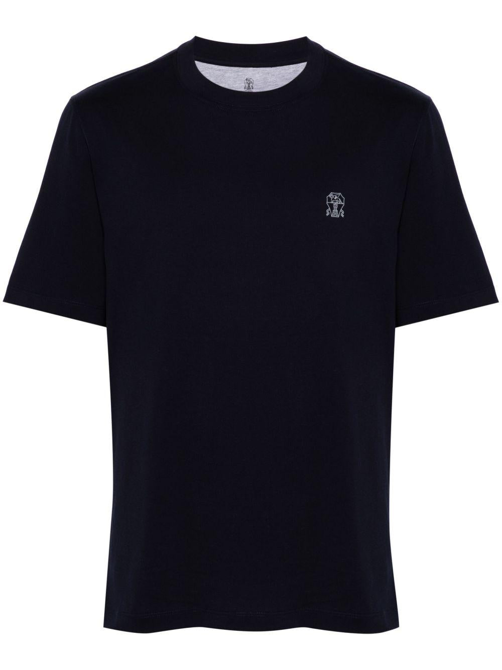 T-shirt girocollo blu con logo 