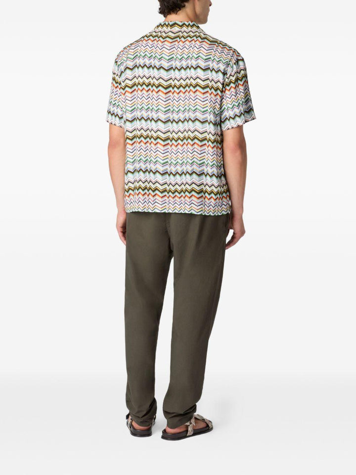 Camicia con stampa a zigzag multicolor 