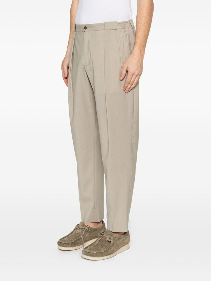 Pantaloni Portobello kaki con pieghe 