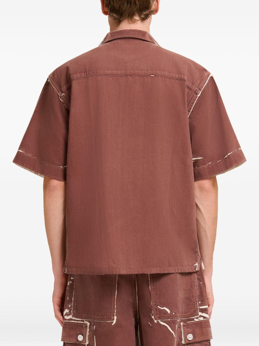 Camicia tobacco con logo ricamato