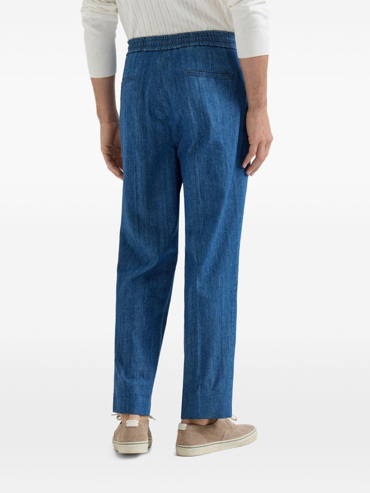 Pantaloni blu denim con coulisse 