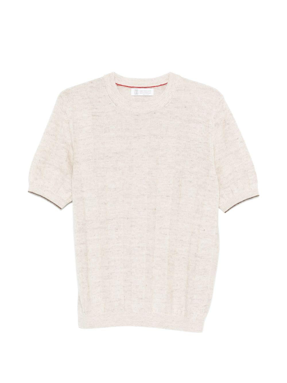 T-shirt sabbia a costine 