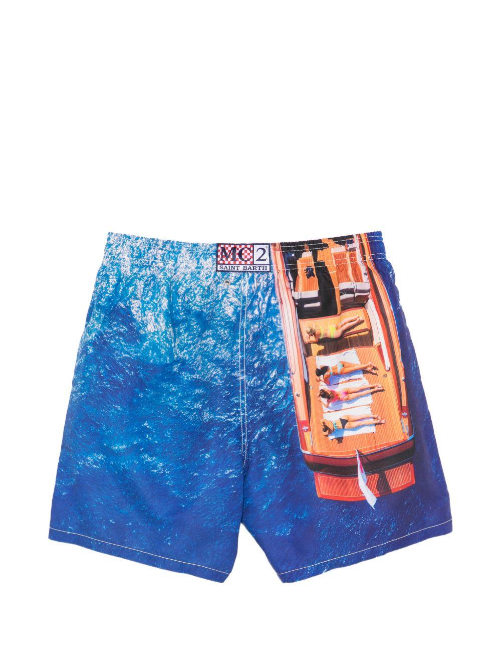Costume da bagno blu con stampa 