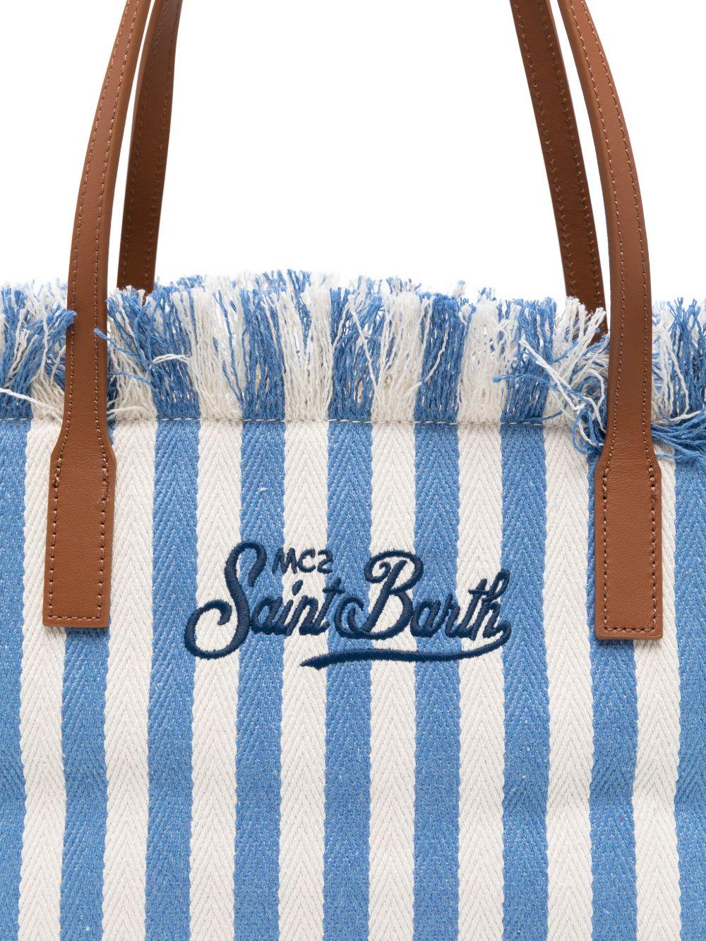 Borsa tote con frange a righe 