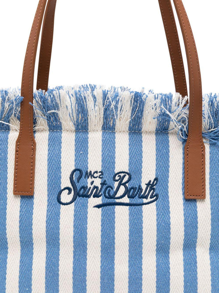Borsa tote con frange a righe 