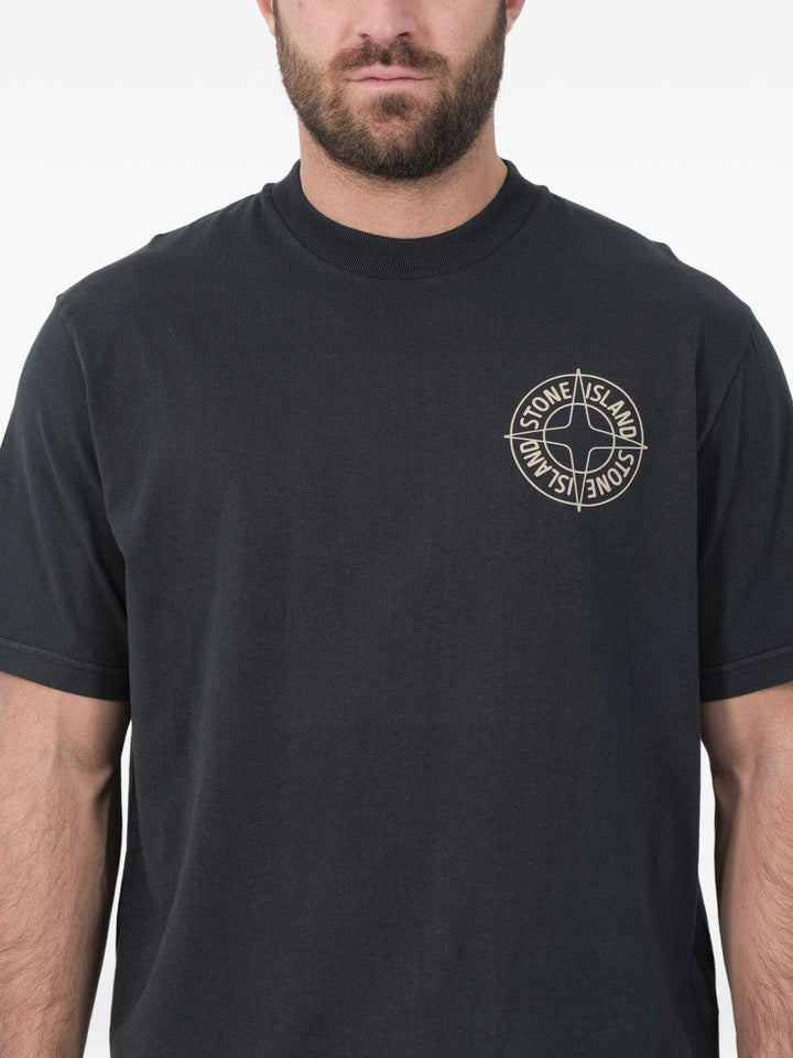 T-shirt blu navy con stampa logo 