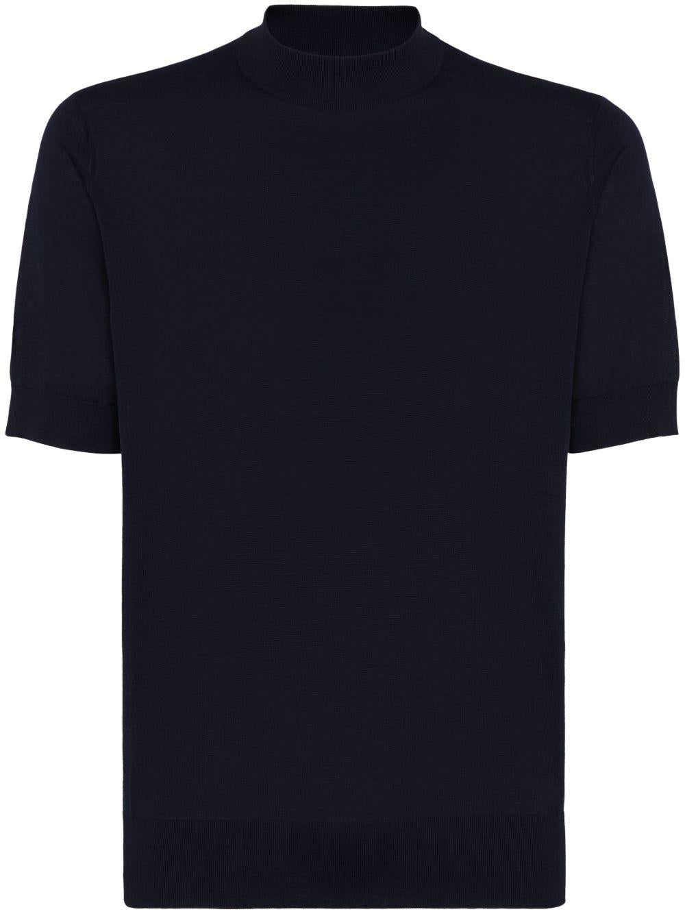 T-shirt lavorata a maglia blu navy 