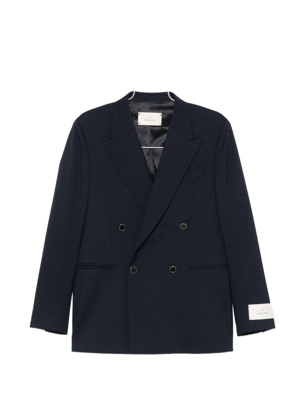 Blazer blu doppiopetto con rever a punta 