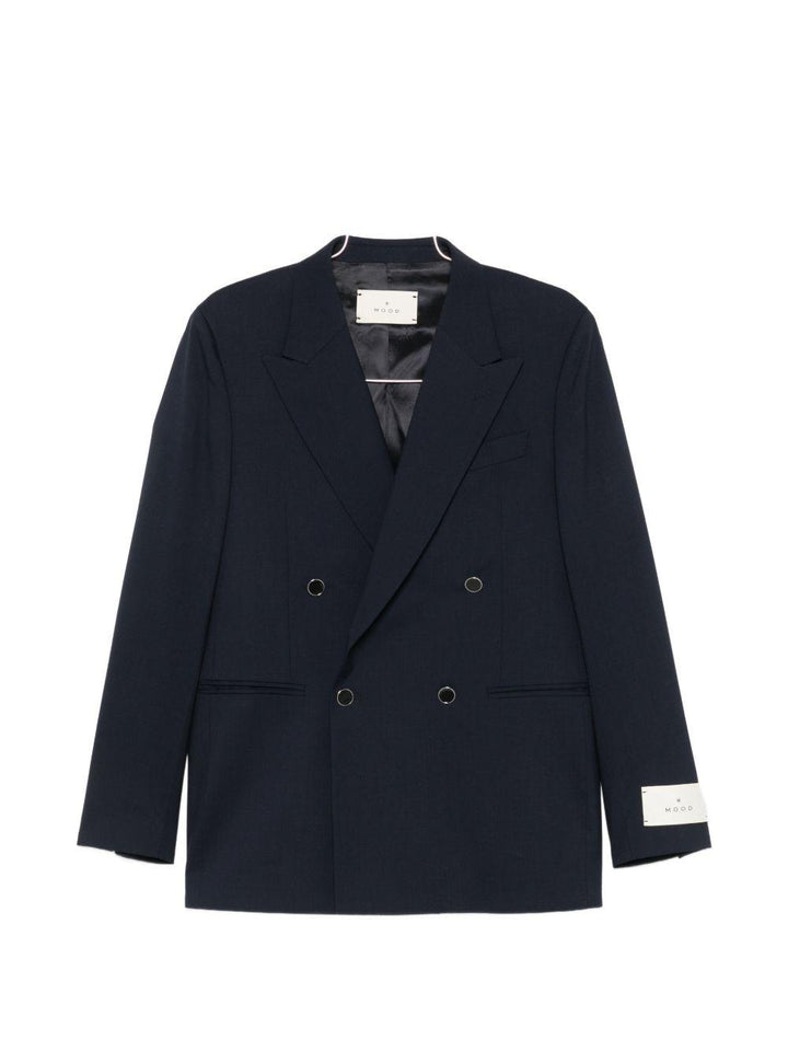 Blazer blu doppiopetto con rever a punta 