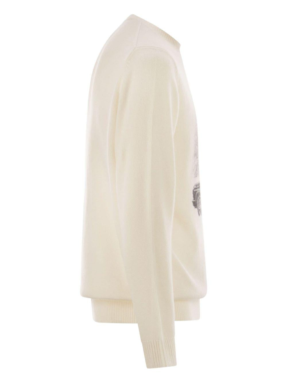 Maglione crema girocollo Heron con ricamo 