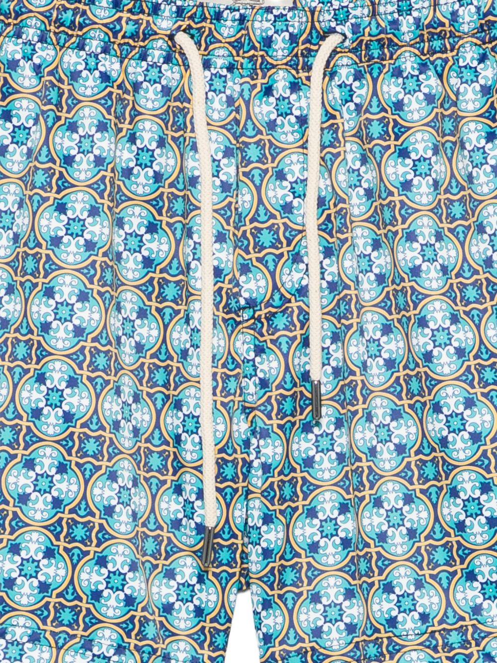 Costume da bagno con stampa geometrica blu 