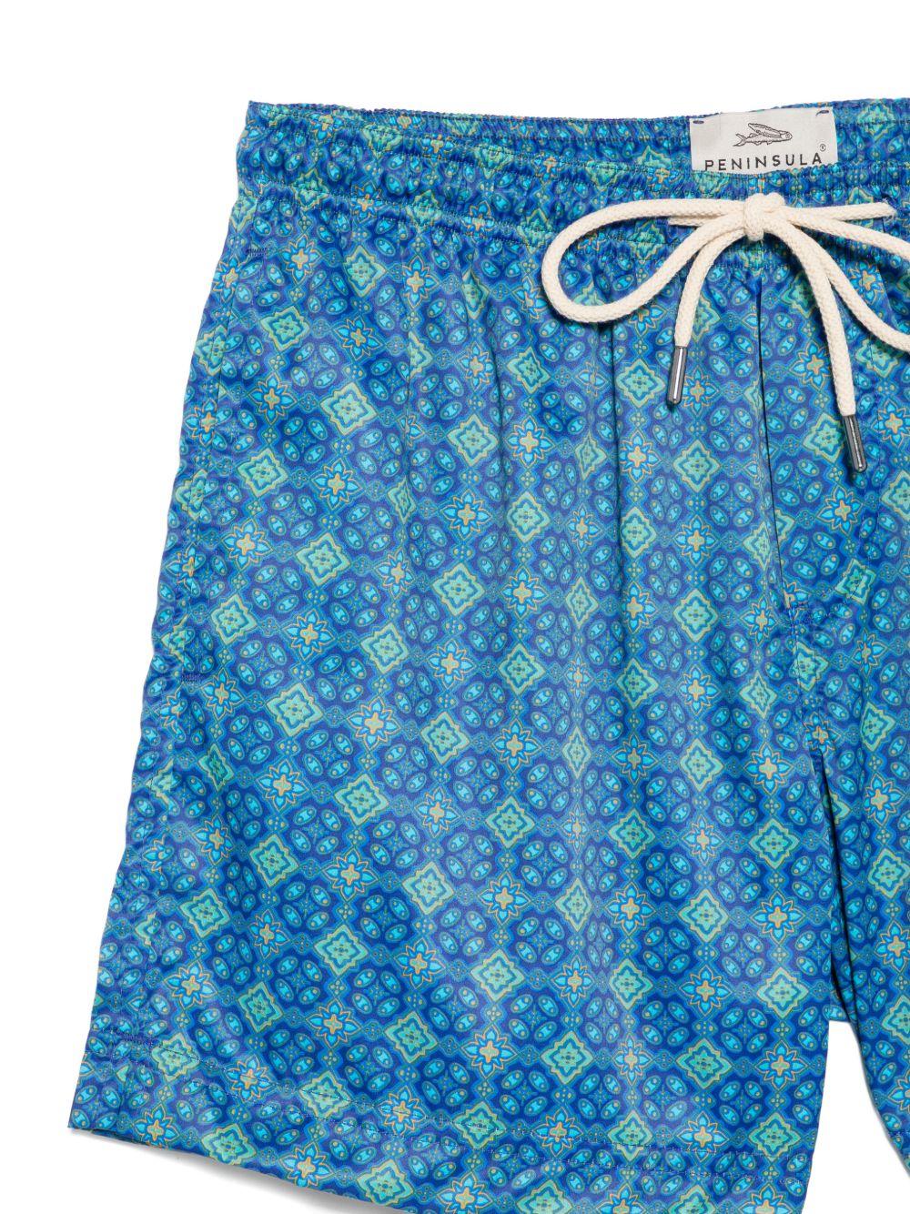Costume da bagno con stampa geometrica blu 
