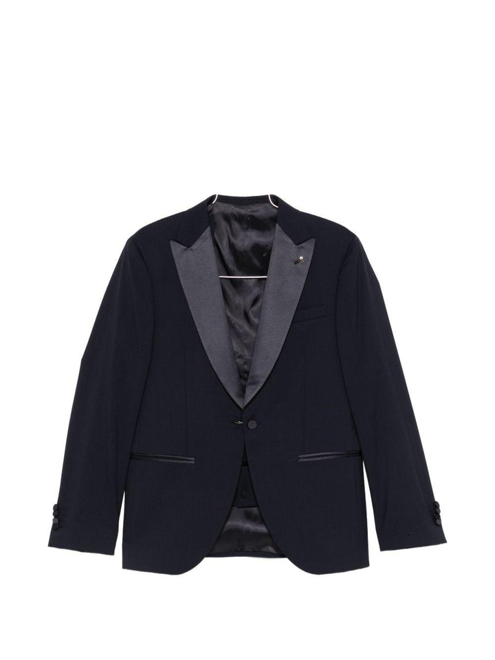Smoking blu navy monopetto con rever 