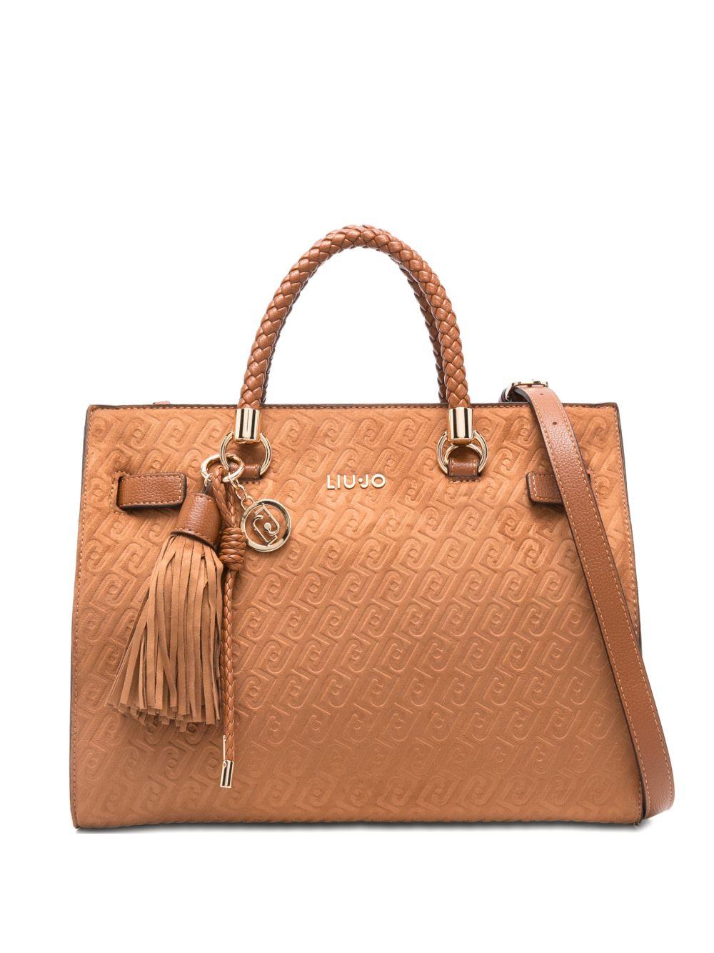 Borsa tote con logo goffrato 