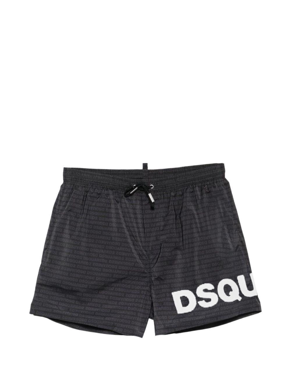 Costume da bagno nero e bianco con logo 