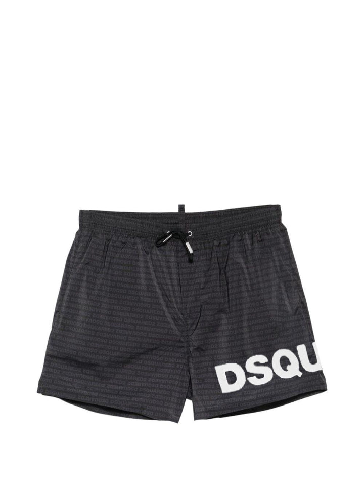 Costume da bagno nero e bianco con logo 