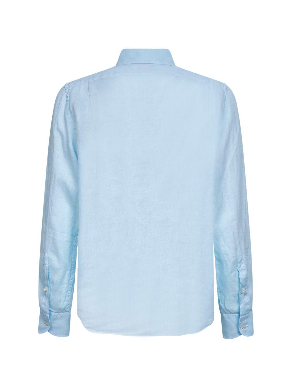 Camicia celeste in lino con bottoni 