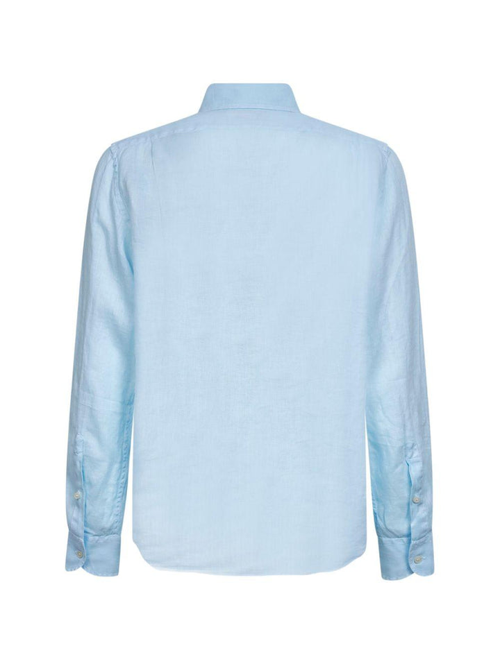 Camicia celeste in lino con bottoni 